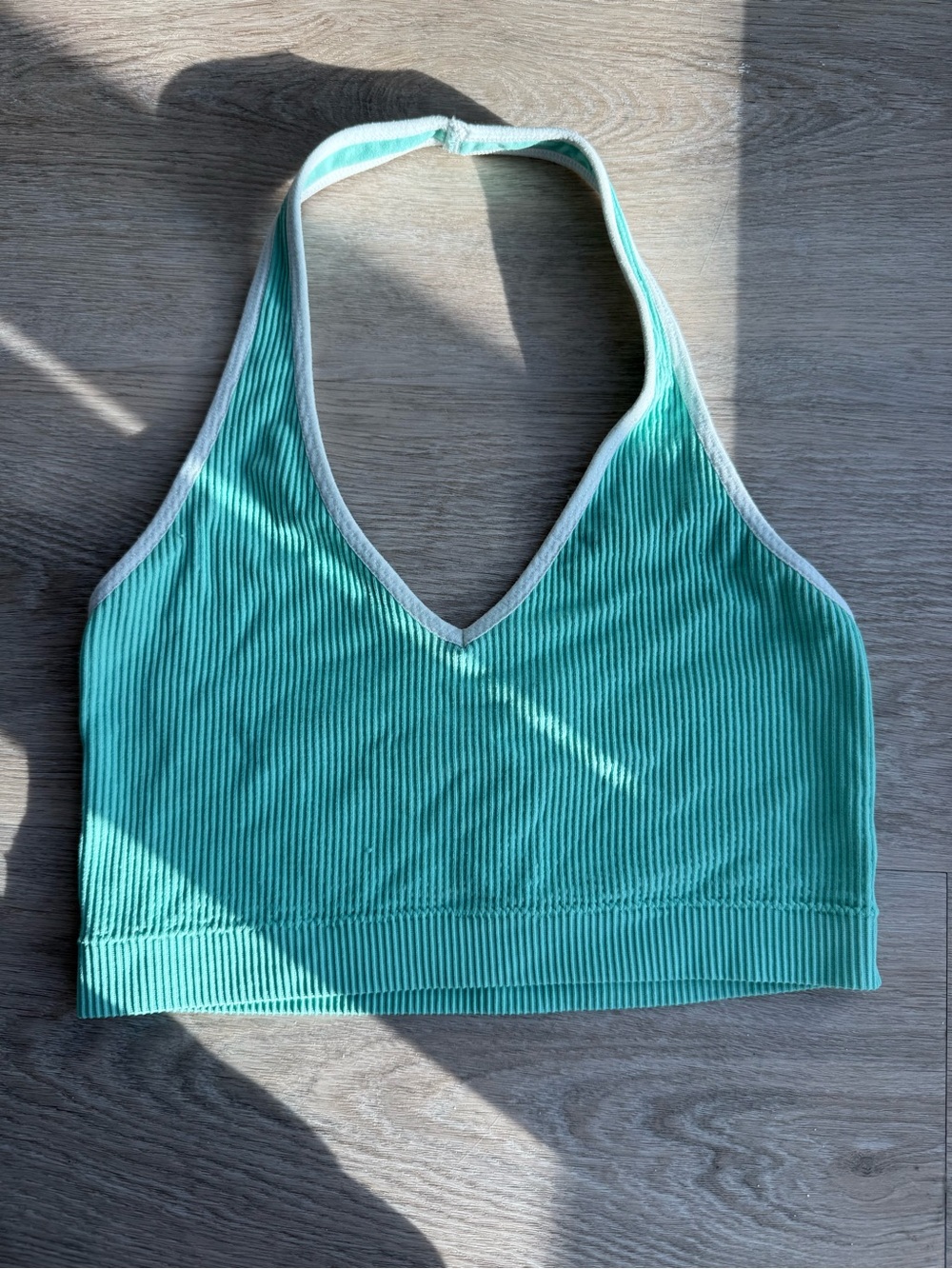 Garage Women's Ribbed Halter Bralette - Mint Green
